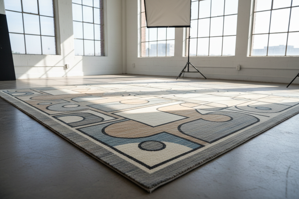 Modern Persian carpet with contemporary geometric and abstract designs, high-quality materials, durable flat-weave, and vibrant colors for stylish interiors